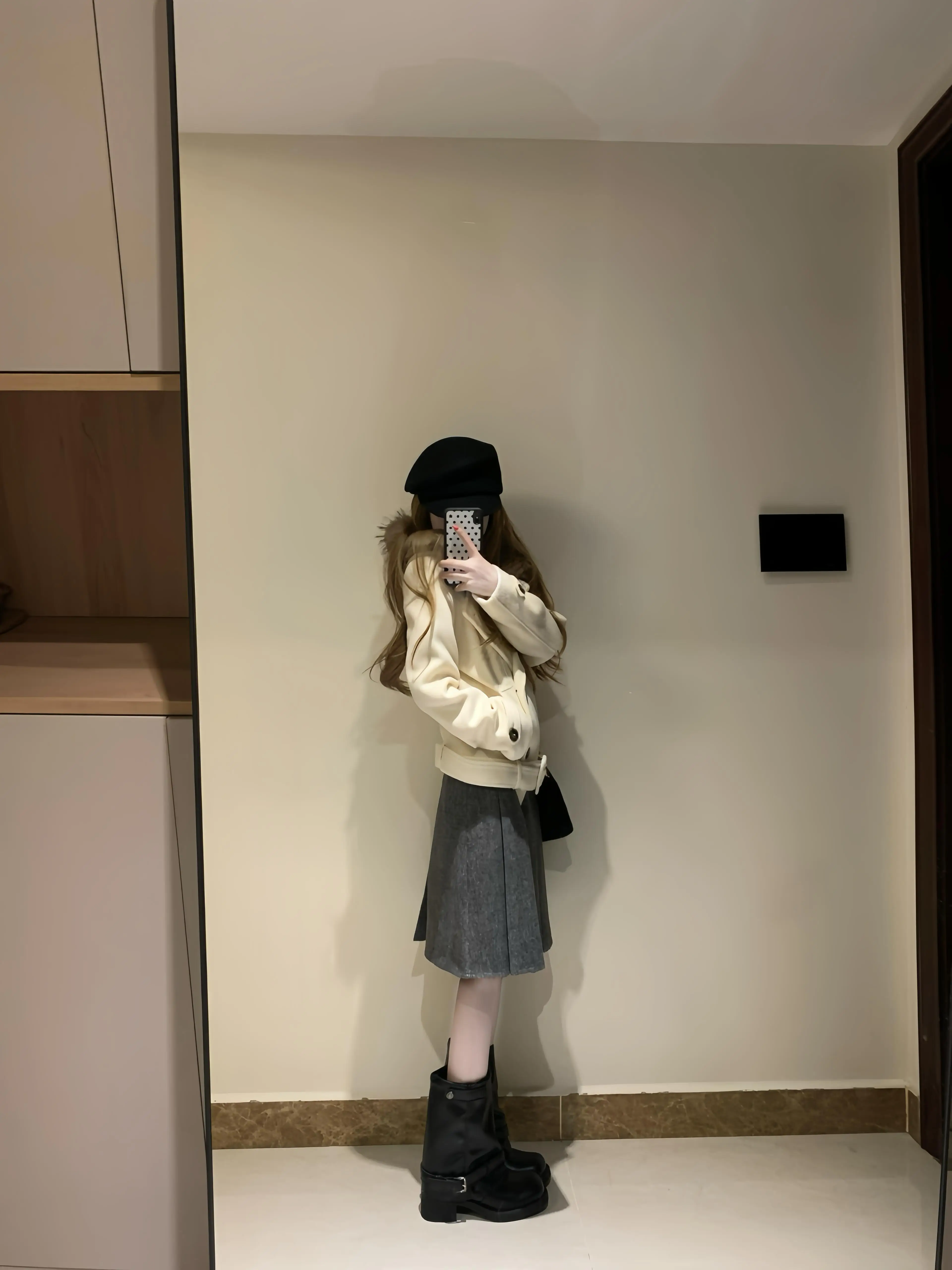 Retro Thickened Woolen Plaid Skirt Women's Autumn Winter Fashion Casual High Waist Half Body Skirt City Commuting Daily Travel
