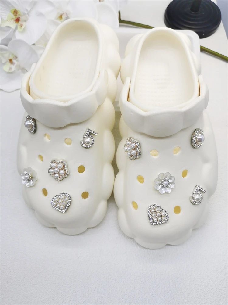 10PCS Schuh Charms ABS Zubehör Dekorationen Clog Neue Luxus Strass Perle Perlen Diy Schnalle Schuhe Ornamente Für Party geschenk – Detail 8