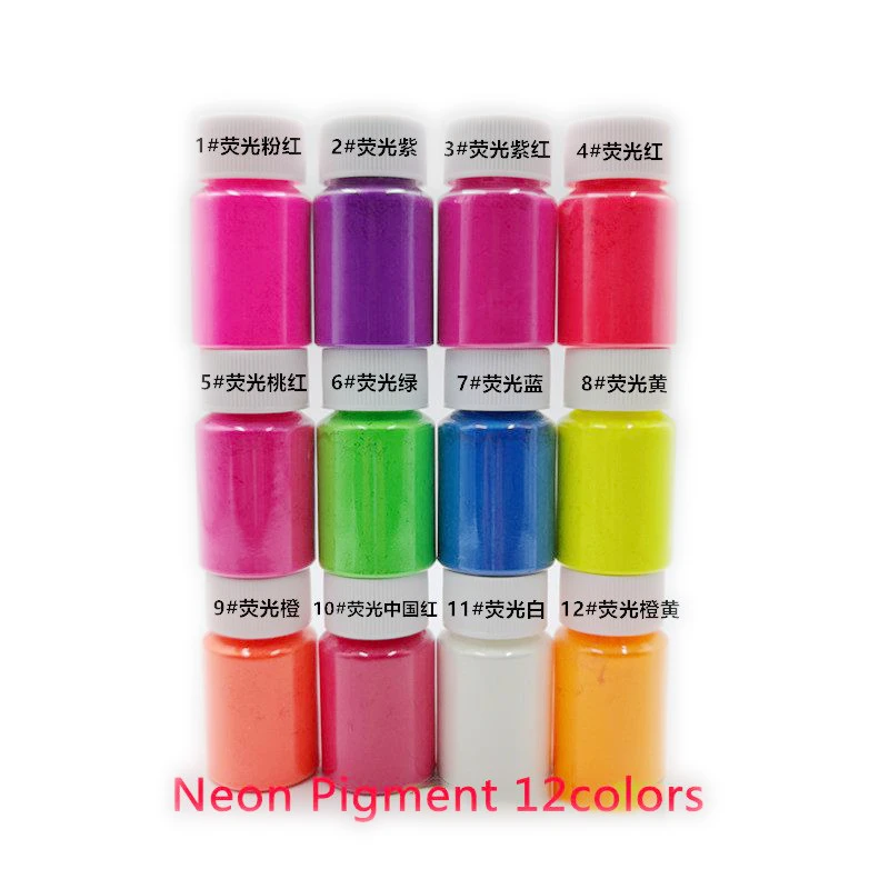 16 Bottles Neon Phosphor Powder Nail Glitter Fluorescent Powder Soap Dye Matte Eyeshadow Powder Manicure Nails Art Charming Dust