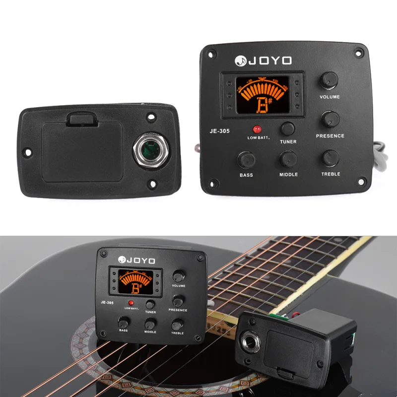 JOYO JE-305 Acoustic Guitar Piezo Pickup EQ Equalizer Tuner System Preamp 4-Band with LCD Display