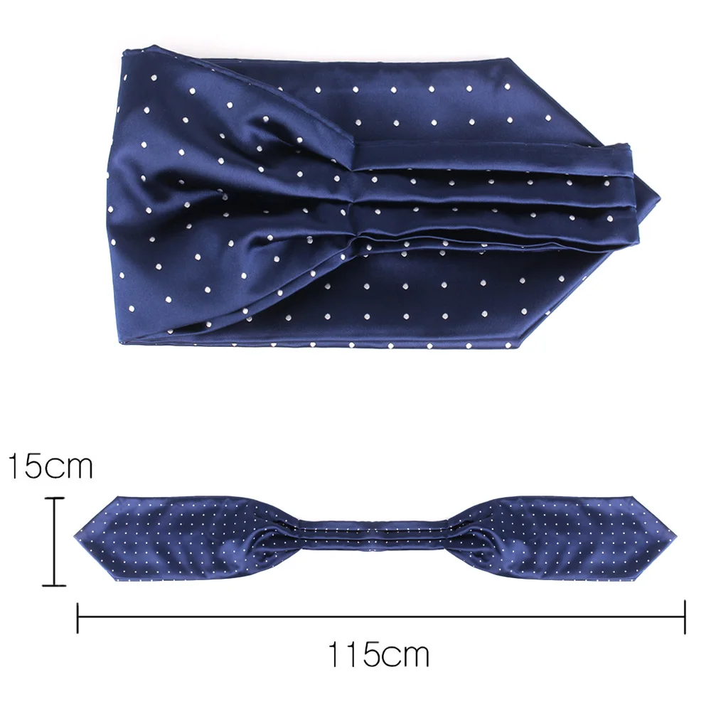Ascot Tie Cravat Luxury Mens dots Neck Tie Self Tie for Men Wedding Necktie