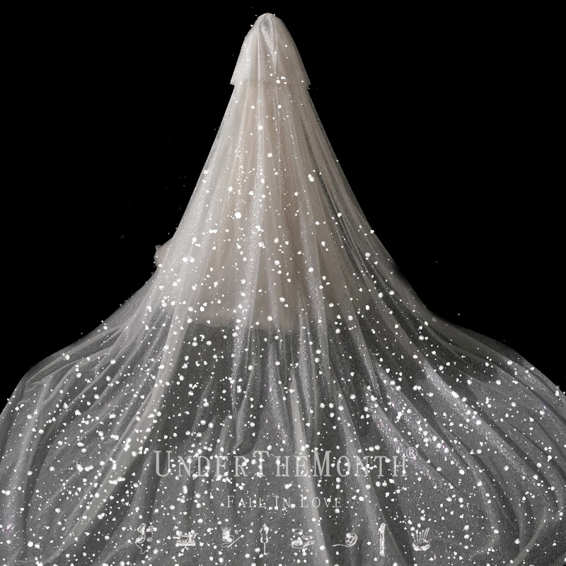 

Wedding main wedding dress veil, super immortal Mori sparkling starry sky veil super long trailing fine flash
