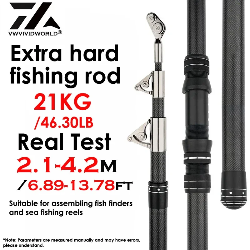 Imagem -02 - Vz-poderoso Carbono Telescópico Pesca Arraste Rod Guia Pully Linha Adequado para Fish Finder 21kg 2.14.2m