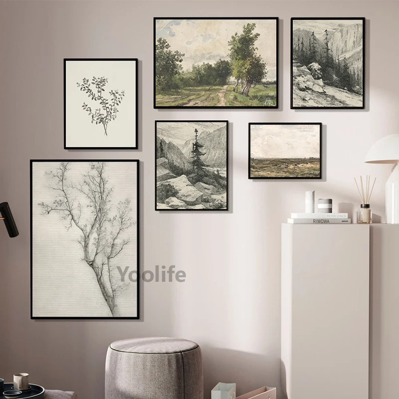 Vintage Country Landscape Flower Woman Oil Painting On Canvas Posters Neutral Farmhouse Wall Art Prints Pictures Home Decoration
