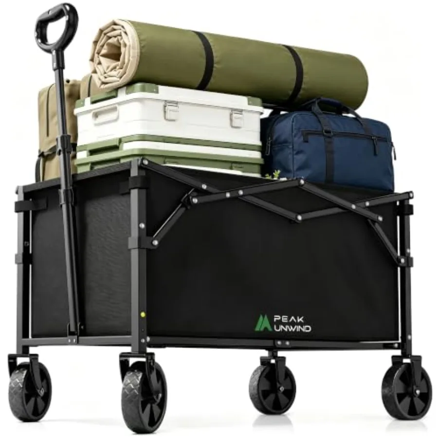 Folding Wagon Cart with Wheels, 220LBS Utility Heavy Duty Wagons Carts