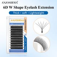 ANJOSIRMA 6D W Shape Eyelashes Extensions Natural Soft Professional False Eyelashes Volume Individual Lashes