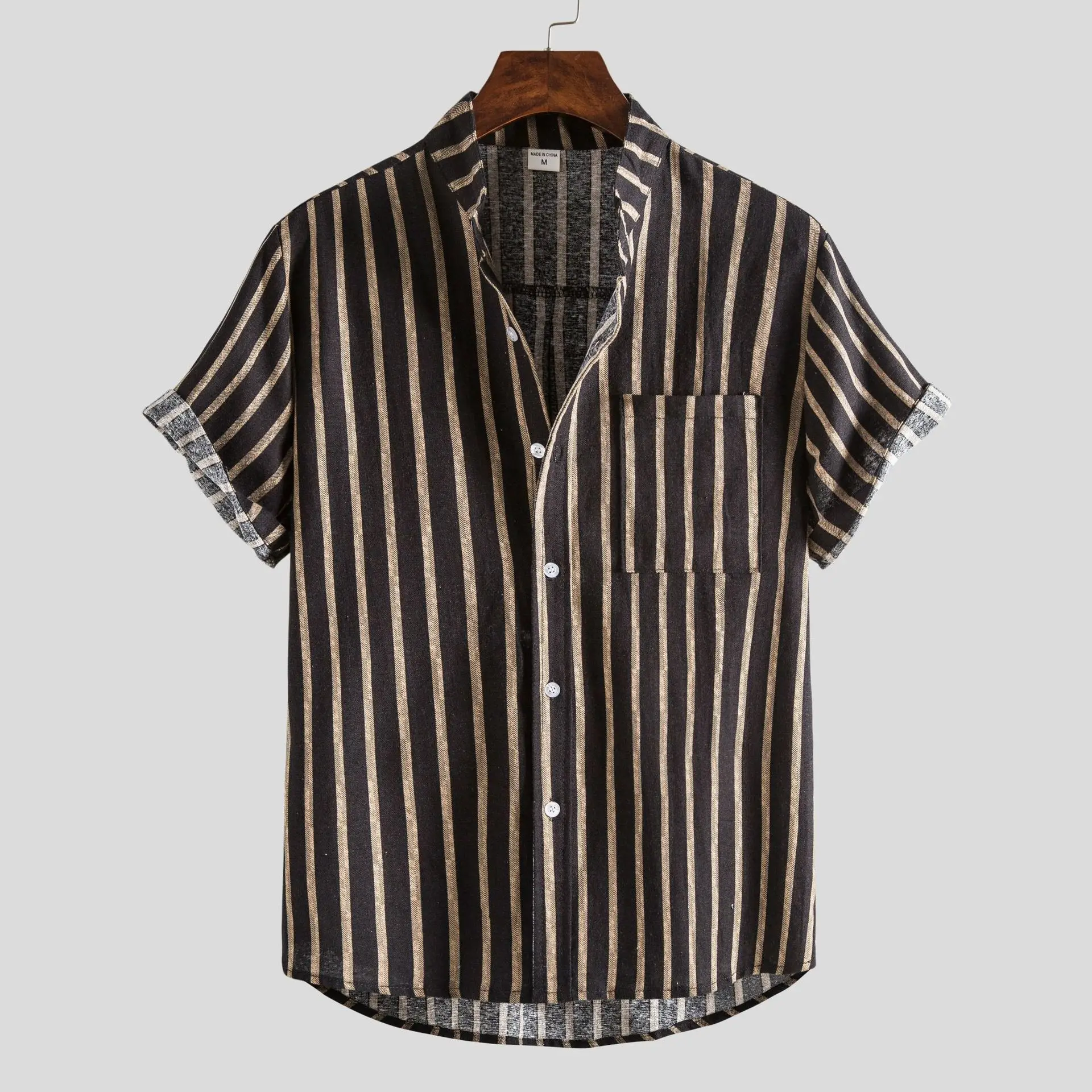 2026Summer New Men's Youth Loose Stand Collar Floral Print Fashionable and Popular Versatile Short Sleeve Shirt