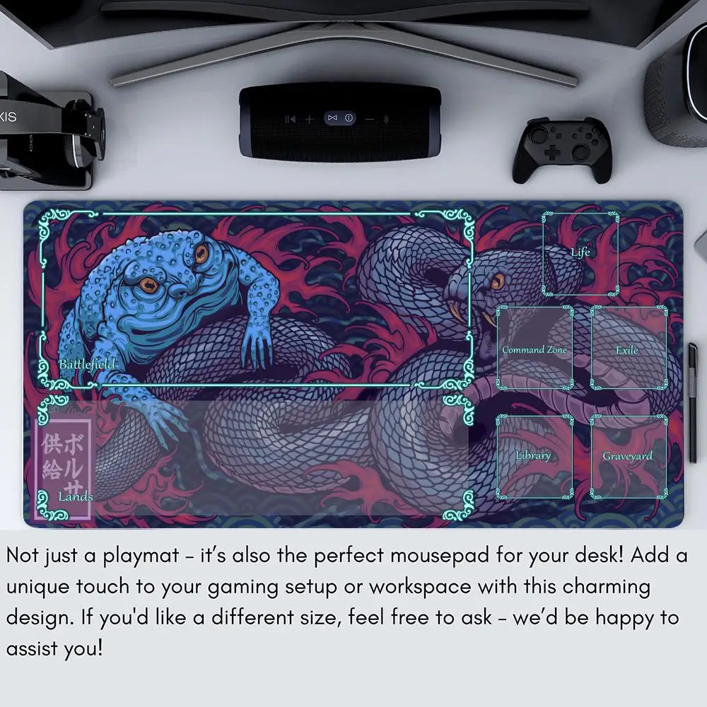Toad and snake anime Magic Card Battle Game Mat with zone mtg playmat desk mat Commander Playmat suitable for family gatherings