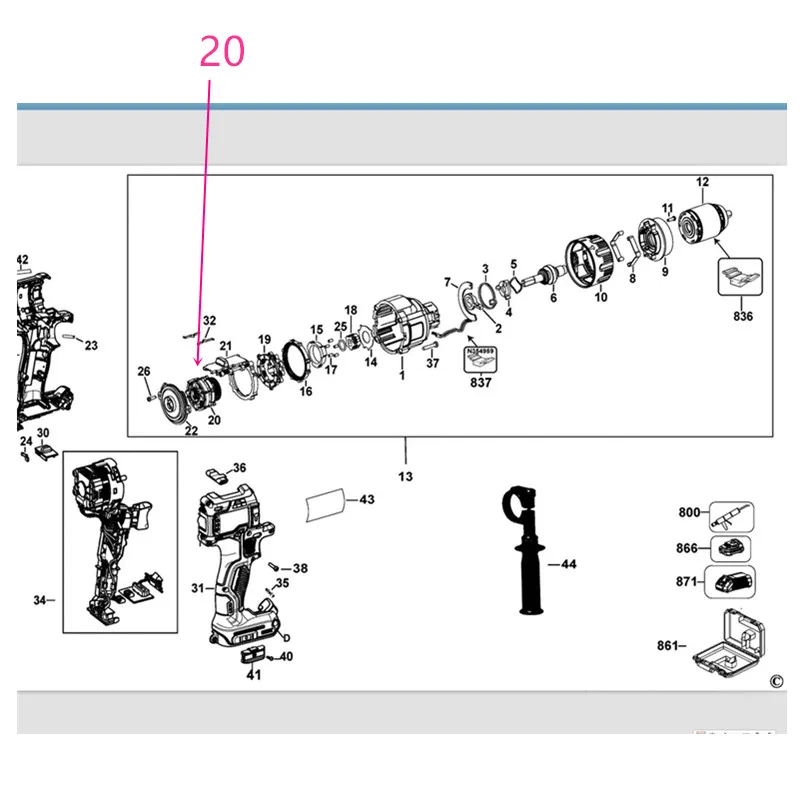 GEAR N481798 for Dewalt DCD996 DCD991 No.20  DCD991P2 DCD995 DCD998