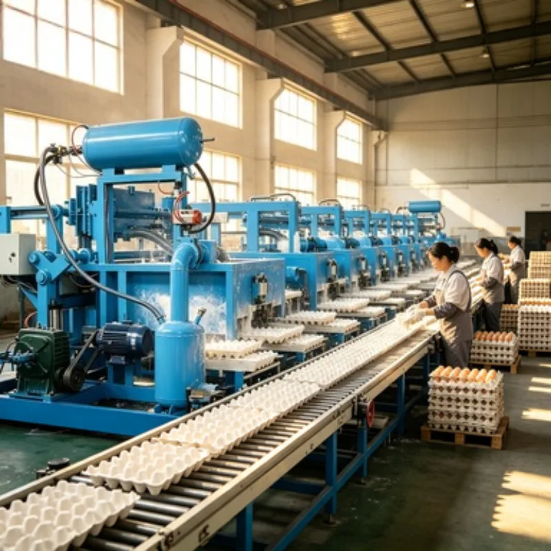 Automatic Egg Tray Machine Pulp Molding Production Line Waste Paper Recycling Equipment 4000pcs/h for Factory Use