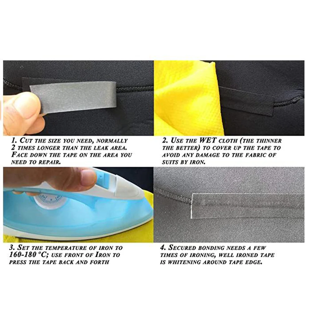 Waterproof Iron On Seam Sealing Fabric Fusing Adhesive Repair Tape for Wetsuit Marine Suit Wader Rain Jacket Pants Ski Clothing