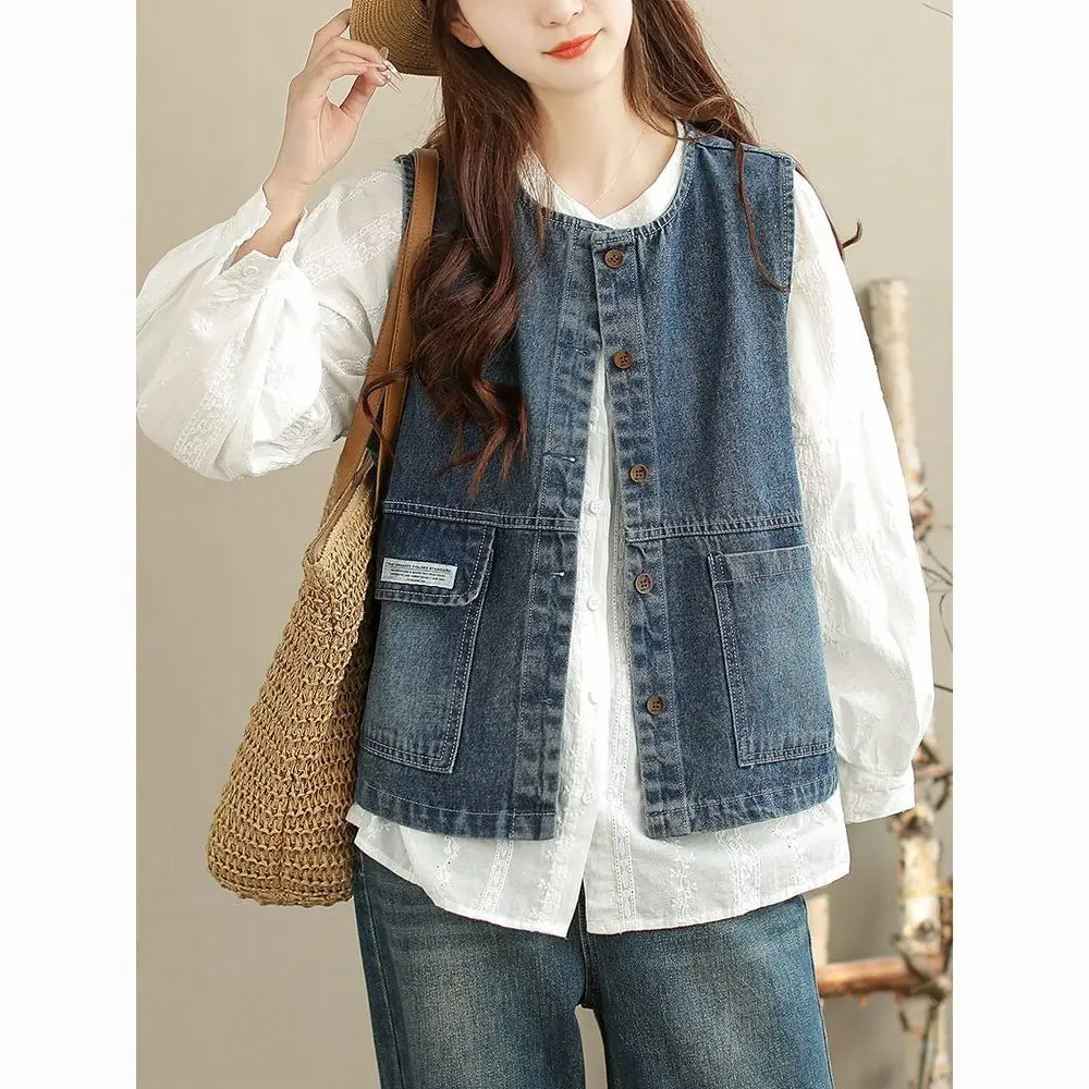 

Casual Loose Denim Vest Women's Spring And Summer New Versatile Sleeveless Vest Vest Vest Jacket