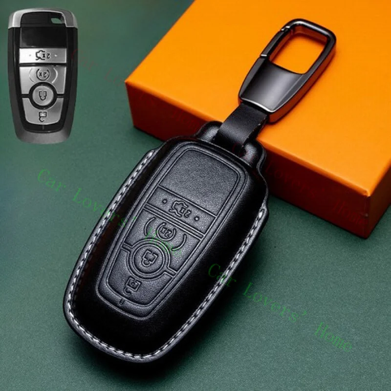 

A++Genuine Leather Car Key Case Cover For Ford Mustang Focus Explorer Mondeo Fusion