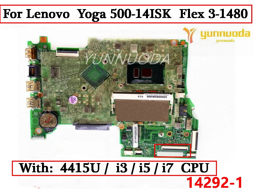 14292-1 For Lenovo Yoga 500-14ISK 300-14ISK Flex 3-1480 Laptop Motherboard. With Intel CPU I3 I5 I7.100% Fully Tested