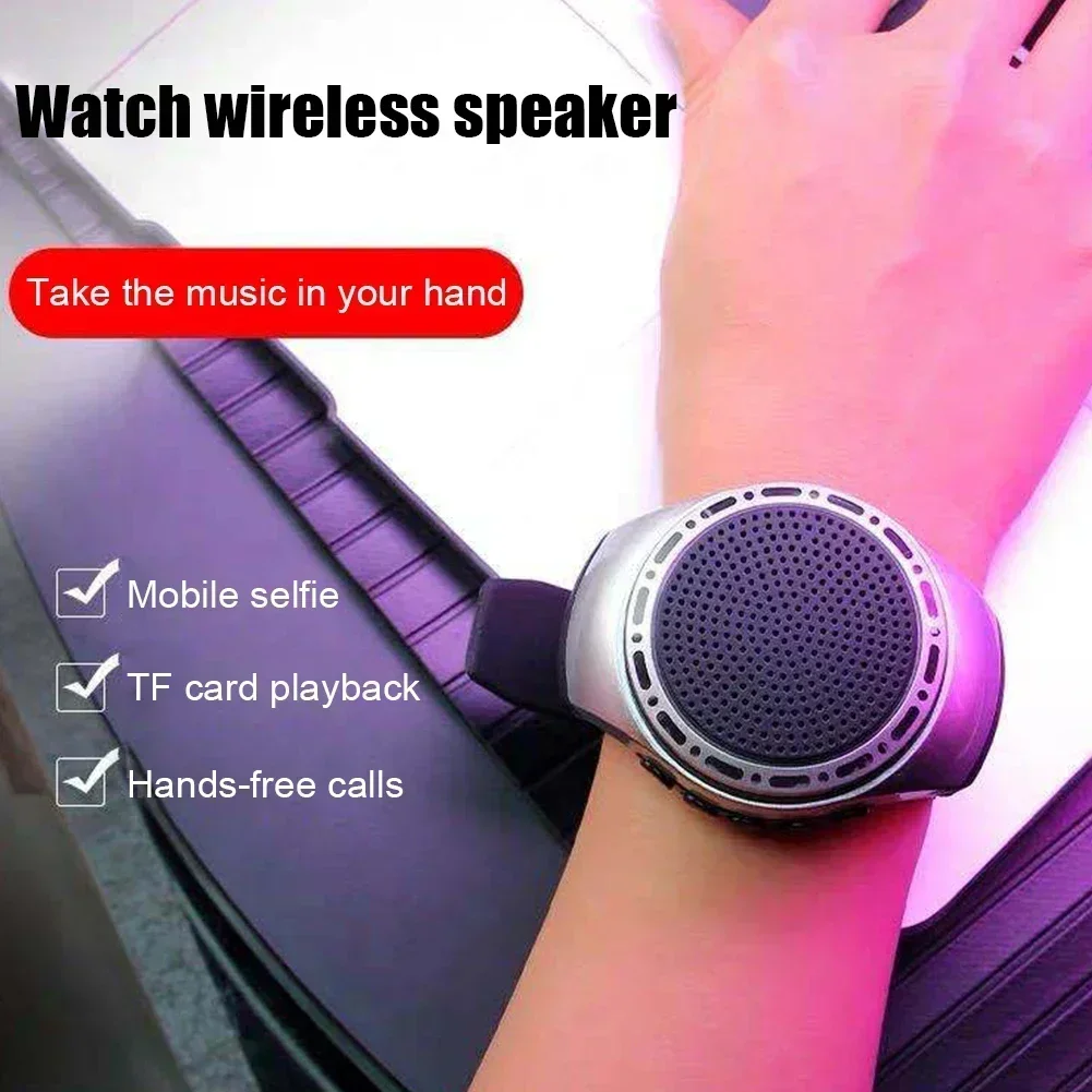 With FM Radio Portable  New Mini Speaker Wireless Subwoofer Wrist Watch Bluetooth SpeakerOutdoor Sports Running Wearable