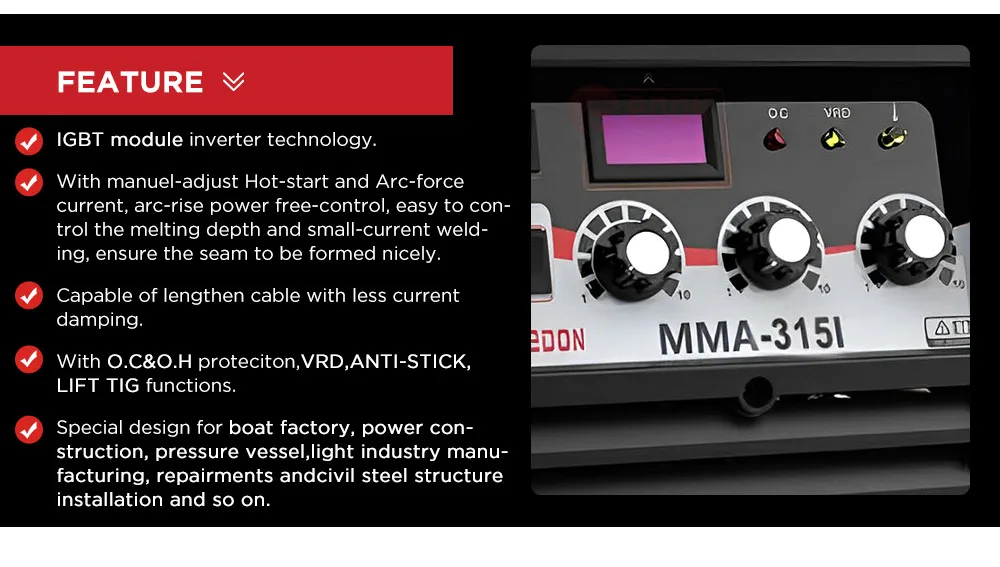 EDON Professional IGBT Inverter Hot Start, Lift Tig, VRD Mma 280amp Welding Machine Welder