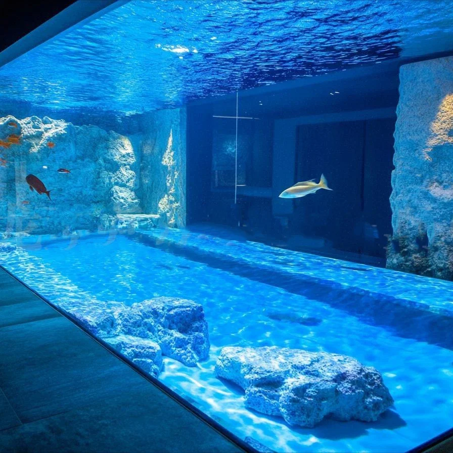 aExtra Large Ornamental Acrylic Rectangular Fish Tank Custom Made Shanghai Aquarium Oceanarium