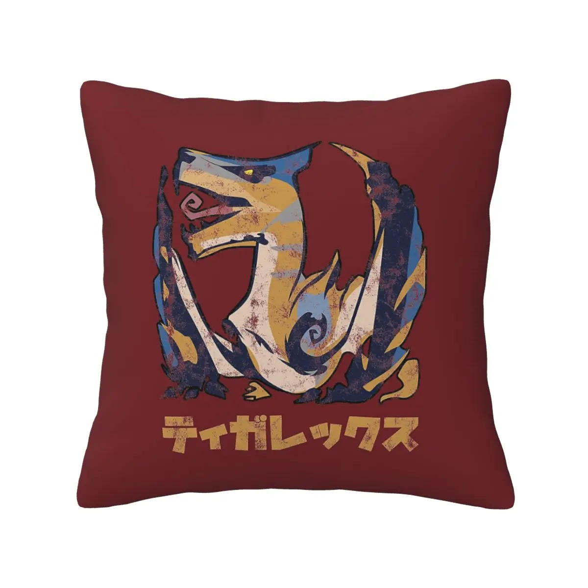 

Monster Hunter Rise Tigrex Kanji Icon Polyester Cushion Cover Decorative Throw Pillow Case Cover for Seat Double-sided Printing