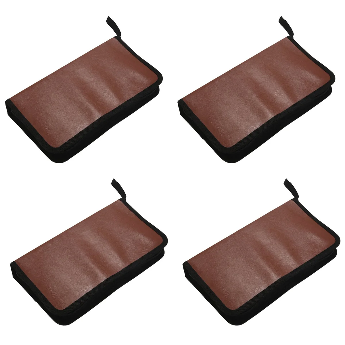 

4X 80-Discs Portable Leather Storage Bag Zippered Storage Case for CD DVD Hard Disk Album - Brown