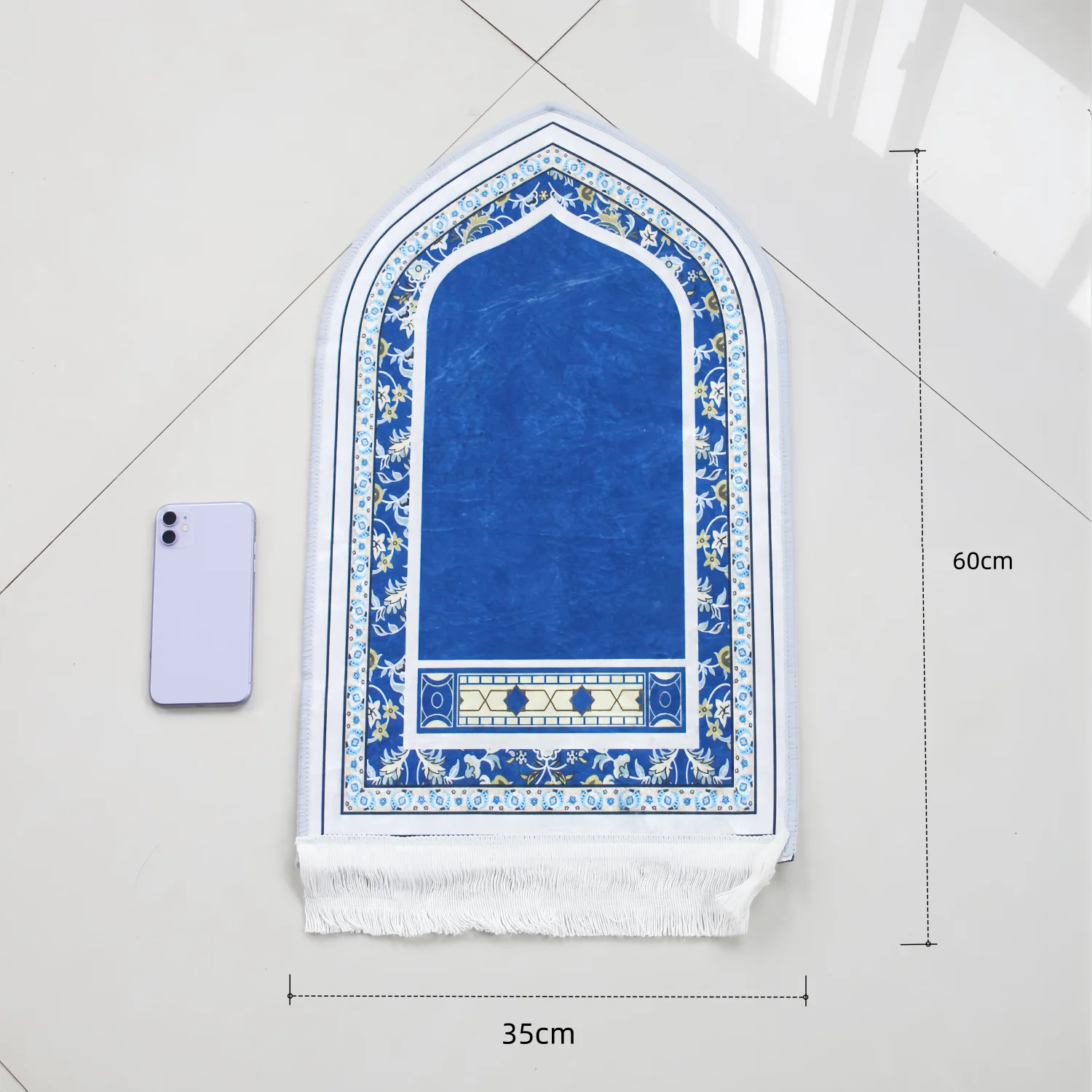 Soft Pale Blue Mosque Pattern Premium Interactive Smart Prayer Mat