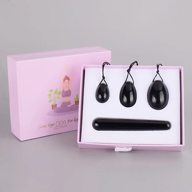 Natural Obsidian Yoni Egg Massage Ball Jade Eggs Women Vaginal Kegel Massager Vaginal Muscle Tighten Yoni Massage Wand