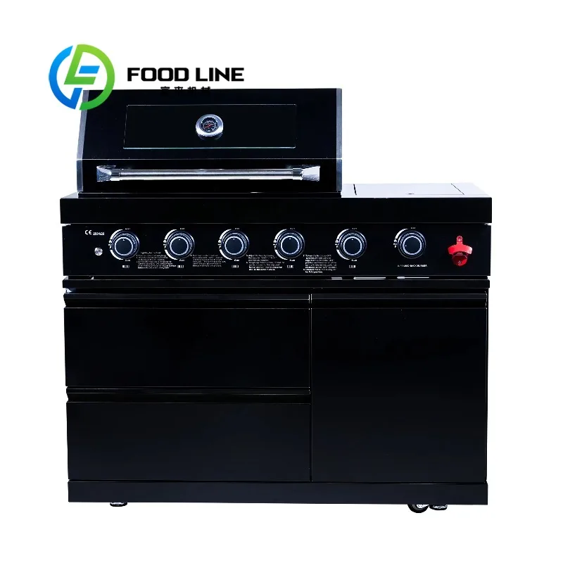 4-Burner Freestanding Gas Grill Black Titanium Outdoor BBQ for Parties Durable & Stylish for Outdoor Cooking
