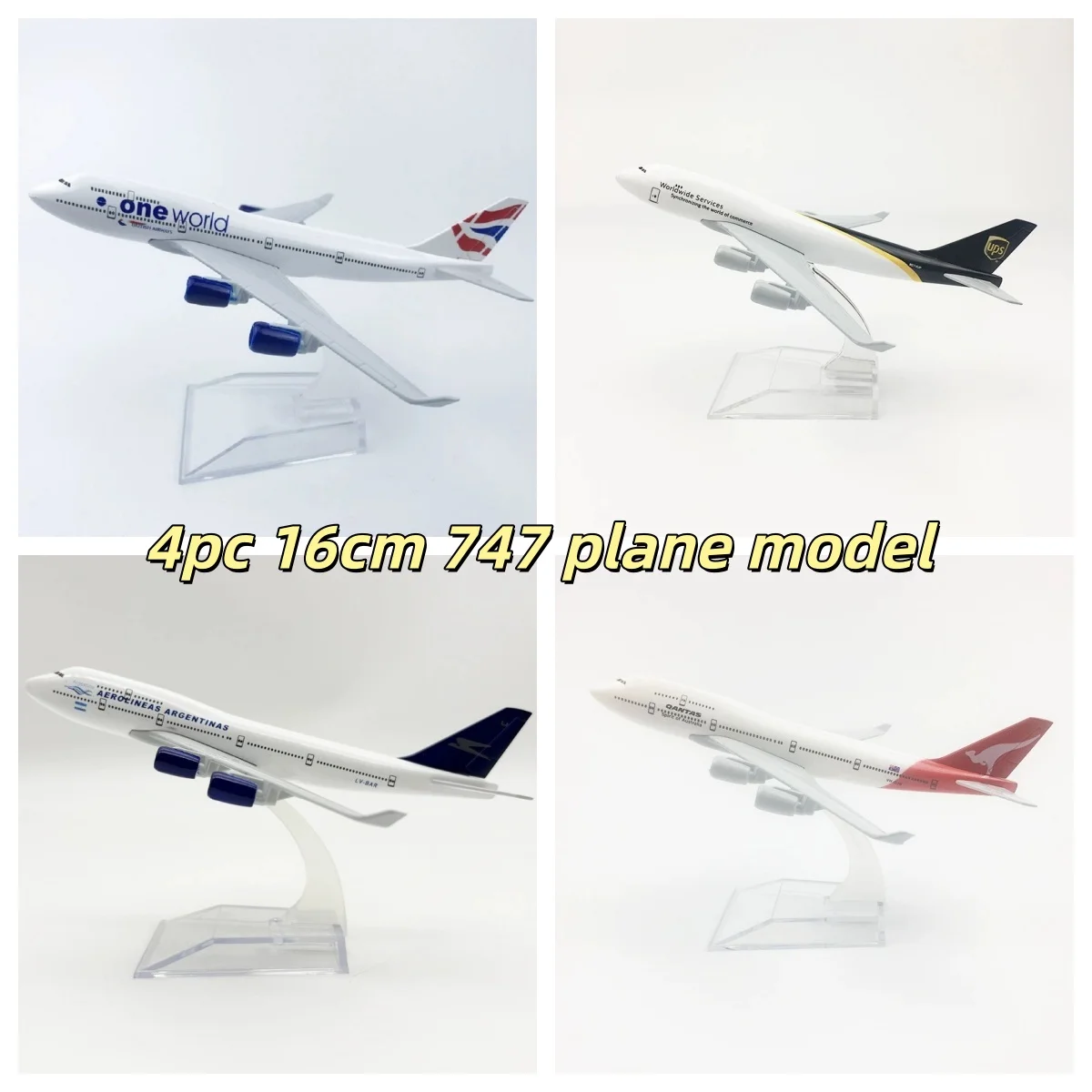 2/4pc 16cm Alloy Diecast Aircraft B747 Series Miniature Airplane Model 1/400 Scale Planes With Stand For Boys Gift Collectible