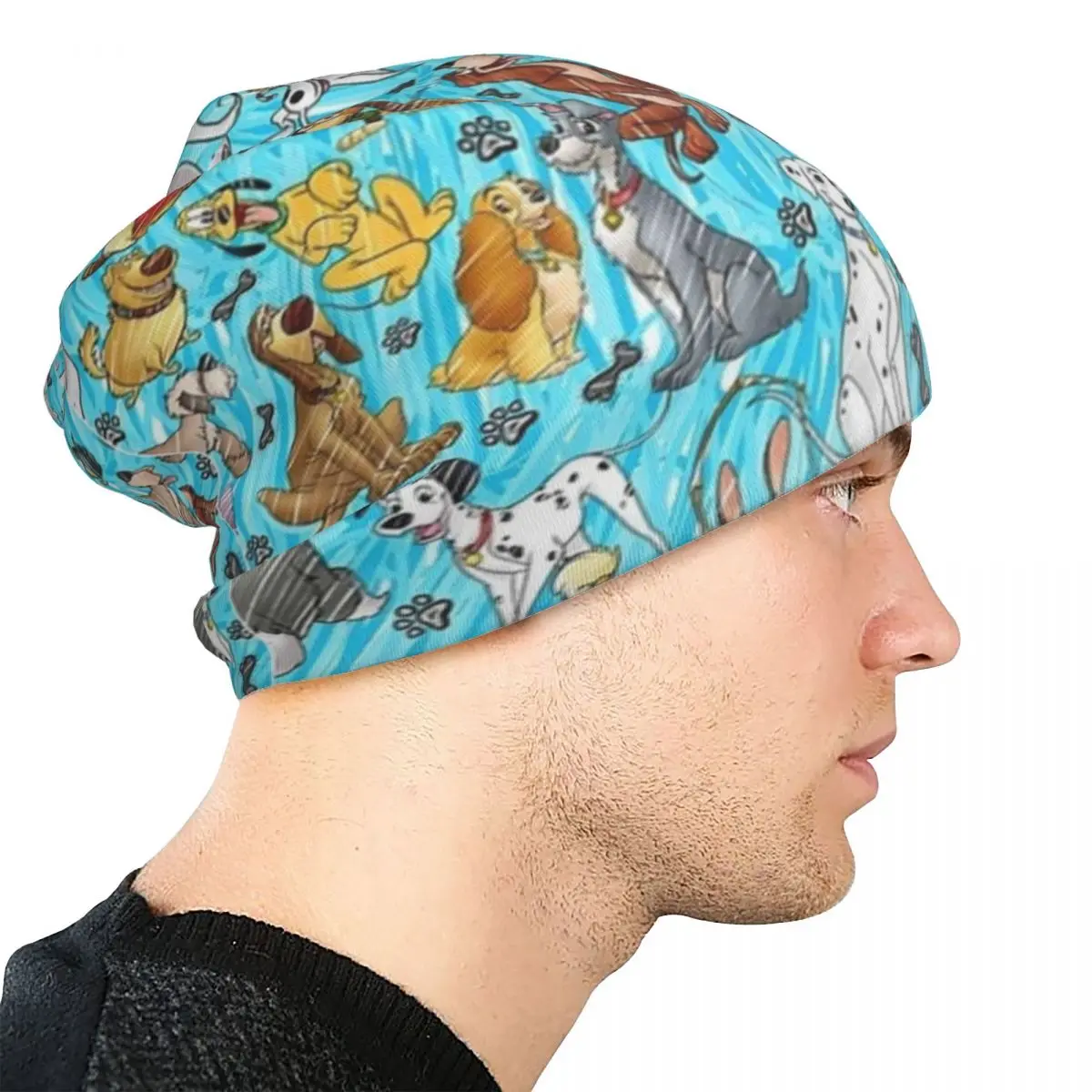 Animation Dogs Stitch Caps 101 Dalmatians Goofy Goth Men Women Skullies Beanies Hats Spring Warm Thermal Elastic Bonnet Hats