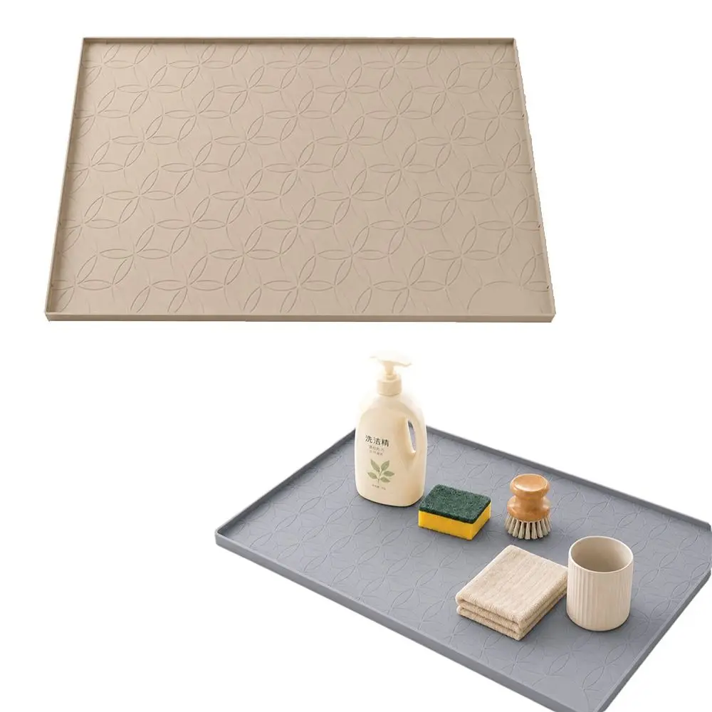 High-quality Waterproof Under Sink Mat Raised Lip Anti-Mold Cabinet Liner Flower Texture Easy Clean Sink Drain Pad Kitchen