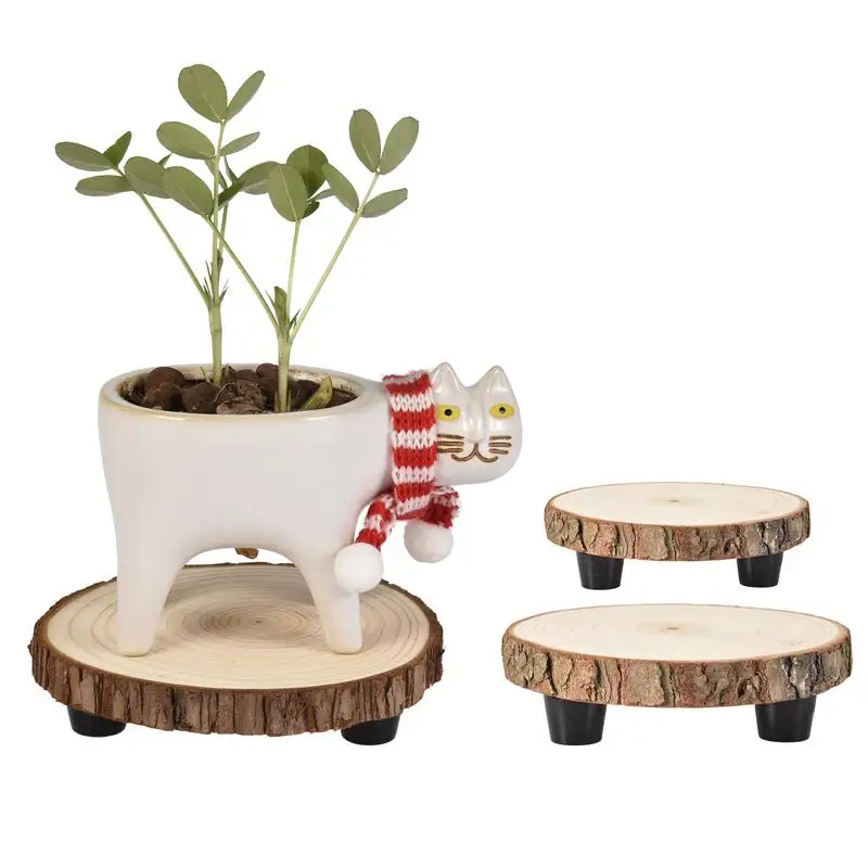 

Small Wood Plant Stand Flower Pot Holder Succulent Plant Display Stand Mini Round Stool Flower Pot Shelve For Home Decoration