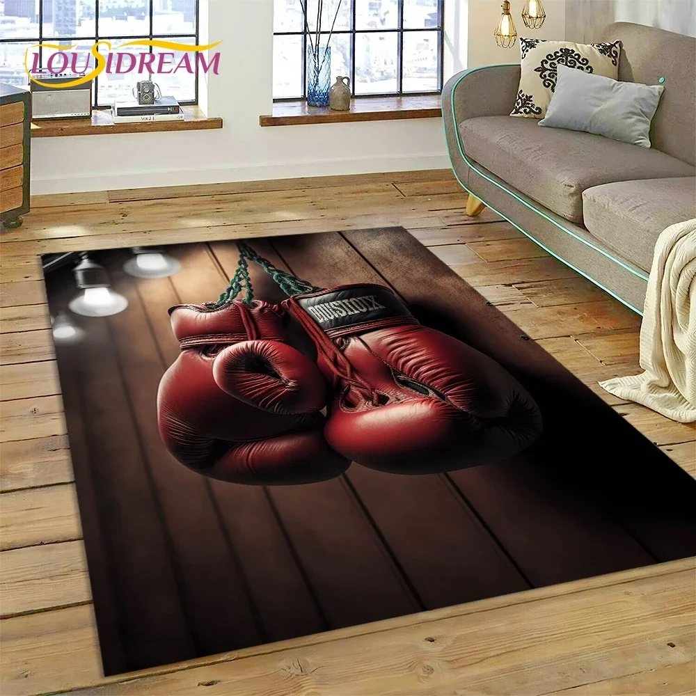 Boxing Gloves Boxer Fight Cartoon Carpet Rug for Bedroom Living Room Home Sofa Decoration,Children Game Large Decor Floor Mat