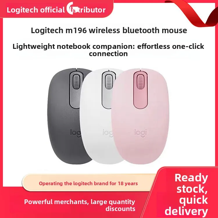 

Logitech M196 Wireless Bluetooth Mouse for Office, Business, Home Use - Portable and Comfortable Computer Notebook Mouse
