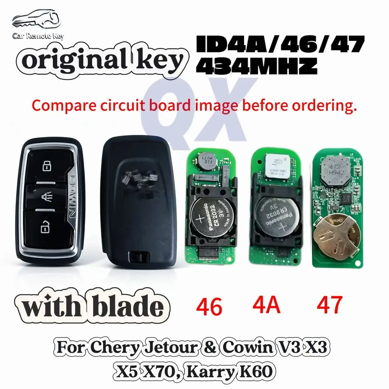 OEM Smart Remote Key Fit for Chery Jetour, Kaiyi V3, X3, X5, X70, Kairui K60