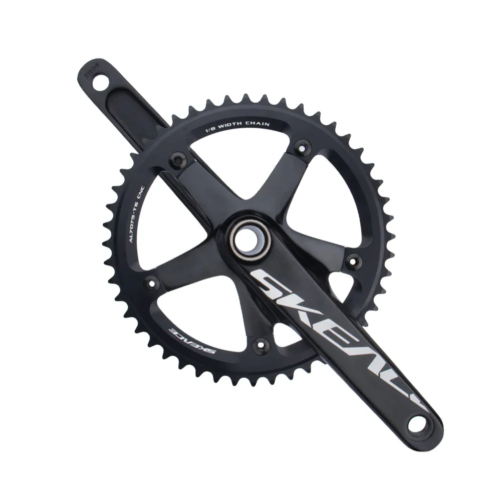 SKEACE Alumnium Alloy Crankset Fixed Gear Bicycle Crank 165mm 144BCD 49T Hollowtech Single Speed Parts Bike Chainwheel With BB 