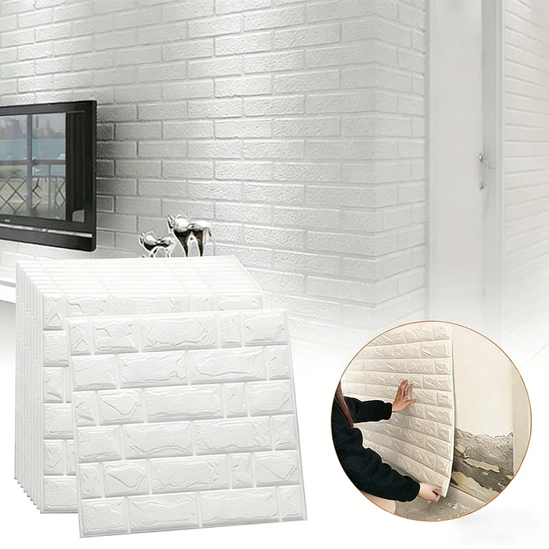 Self Adhesive Faux Brick Wallpaper 38.5x35cm Waterproof Stain Resistant Wall Sticker Apartment Indoor Background Wall Decor