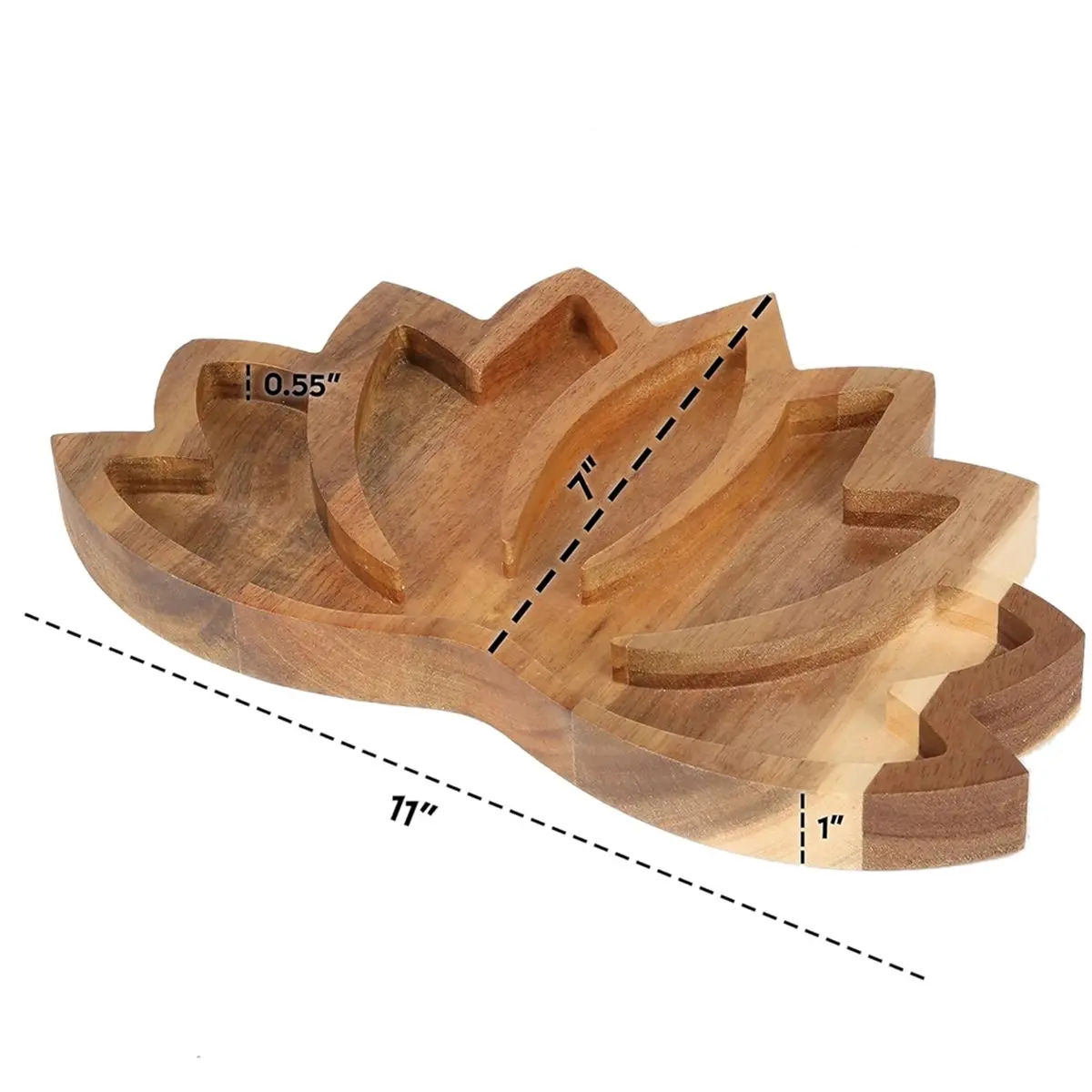 A013  Crystal Display Tray - Showcase Your Gems, Healing Stones - 11inchX7inch Wooden Rock Bowl, Crystal Holder