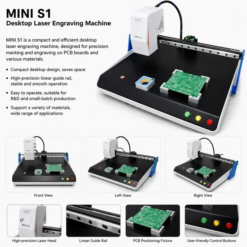 Mini S1 LED SMD Mounter Single Head Nozzle Automatic SMT Pick Place Machine Double Vision Camera System for PCB Assembly