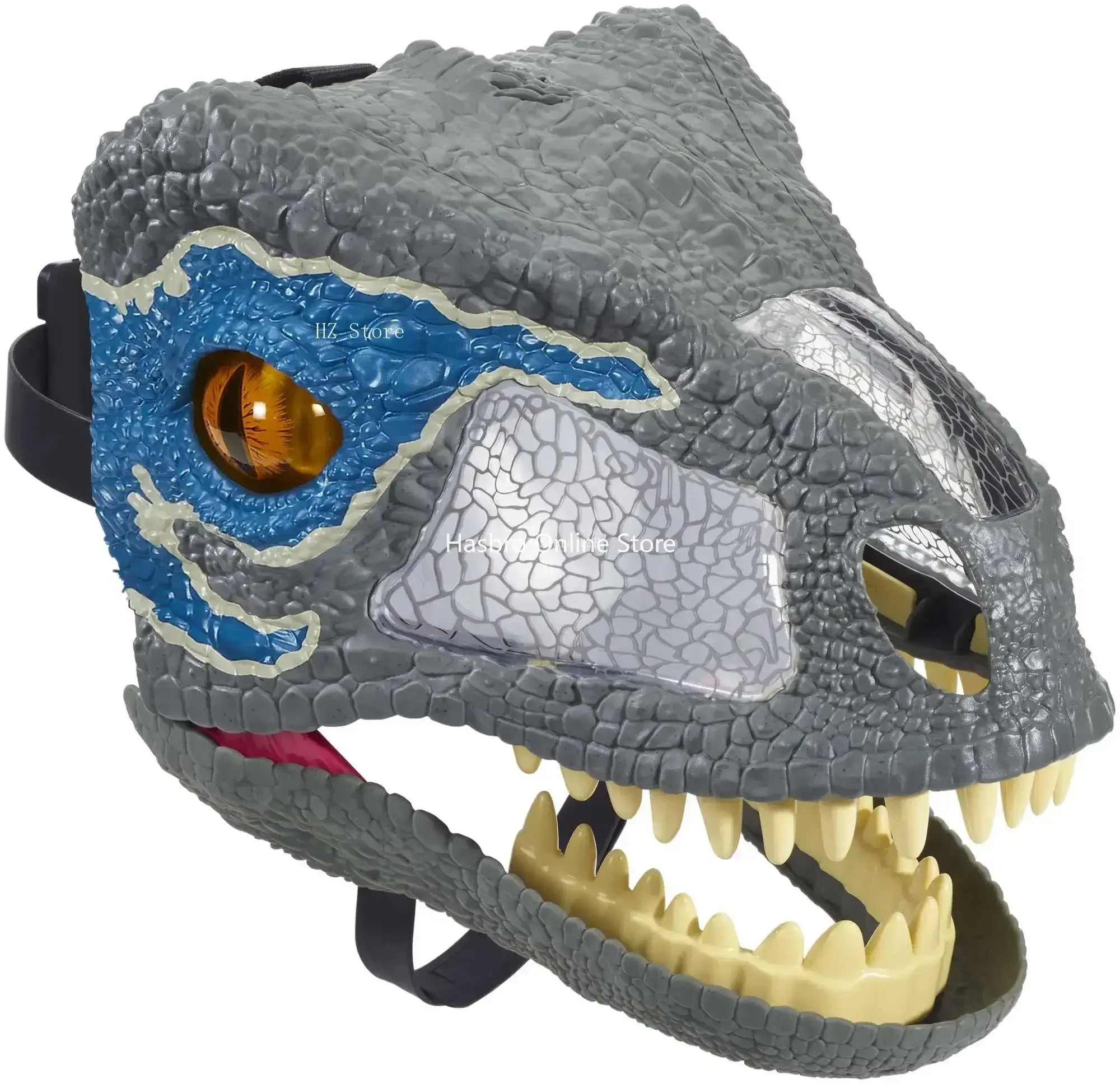 Jurassic World Toys Chomp 'N Roar Velociraptor Blue Mask Electronic Mask with Opening Jaws Sound Effects Movable Eyes Gift FMB74