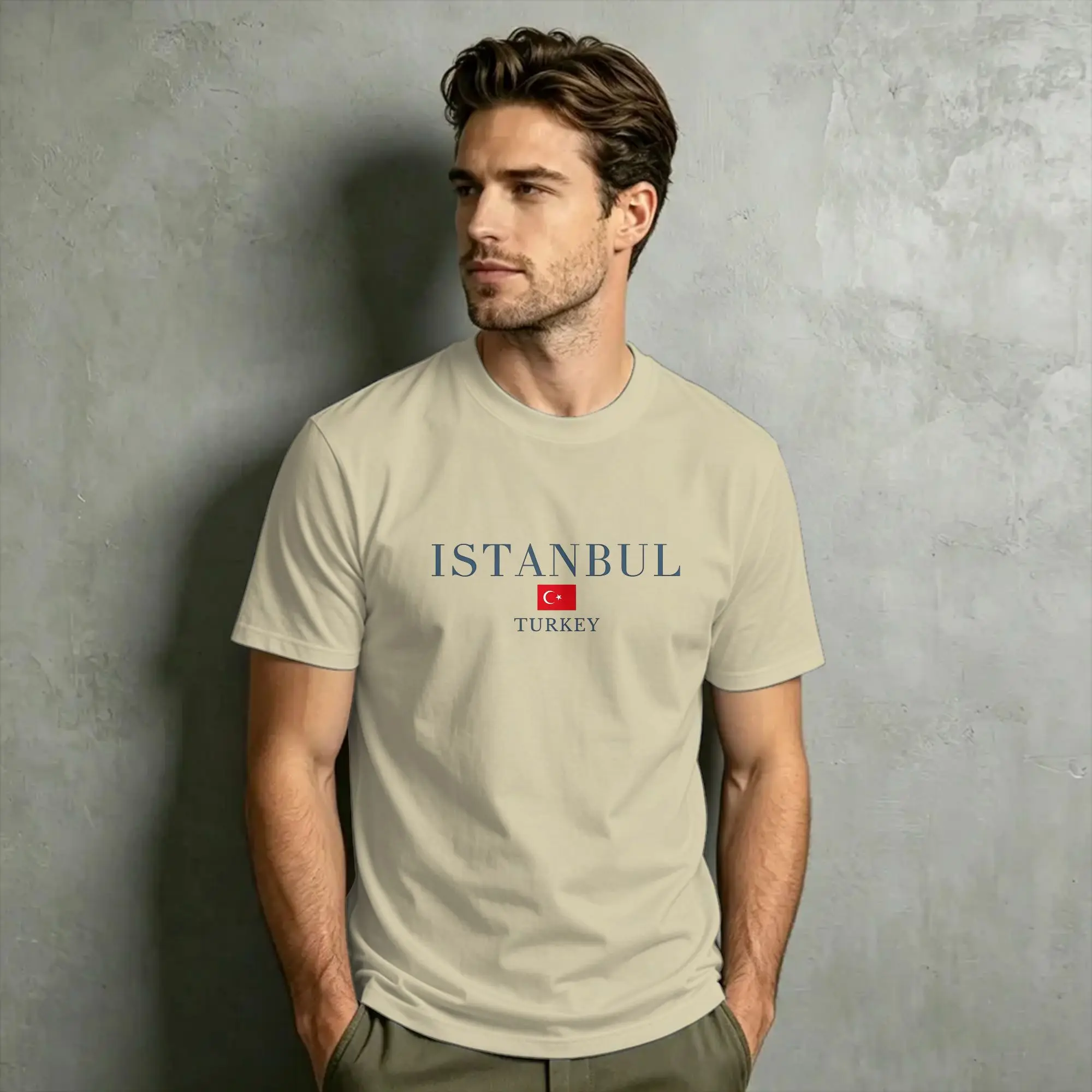 Turkey Istanbul Urban Landscape T Shirt Men's  Cotton Cool T-Shirt Round Neck  Tee Shirt Short Sleeve Tops Gift Idea