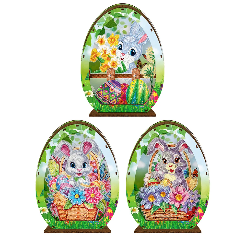 

Деревянный ночник с кристаллами в форме пасхального яйца и кролика, ночная лампа для алмазной мозаики для взрослых и детей