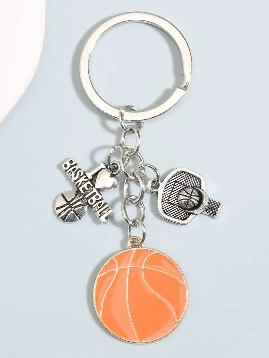 1pc creative basketball-shaped keychain in alloy with drip oil effect frame trophy design ideal gift for friends birthday gym ev