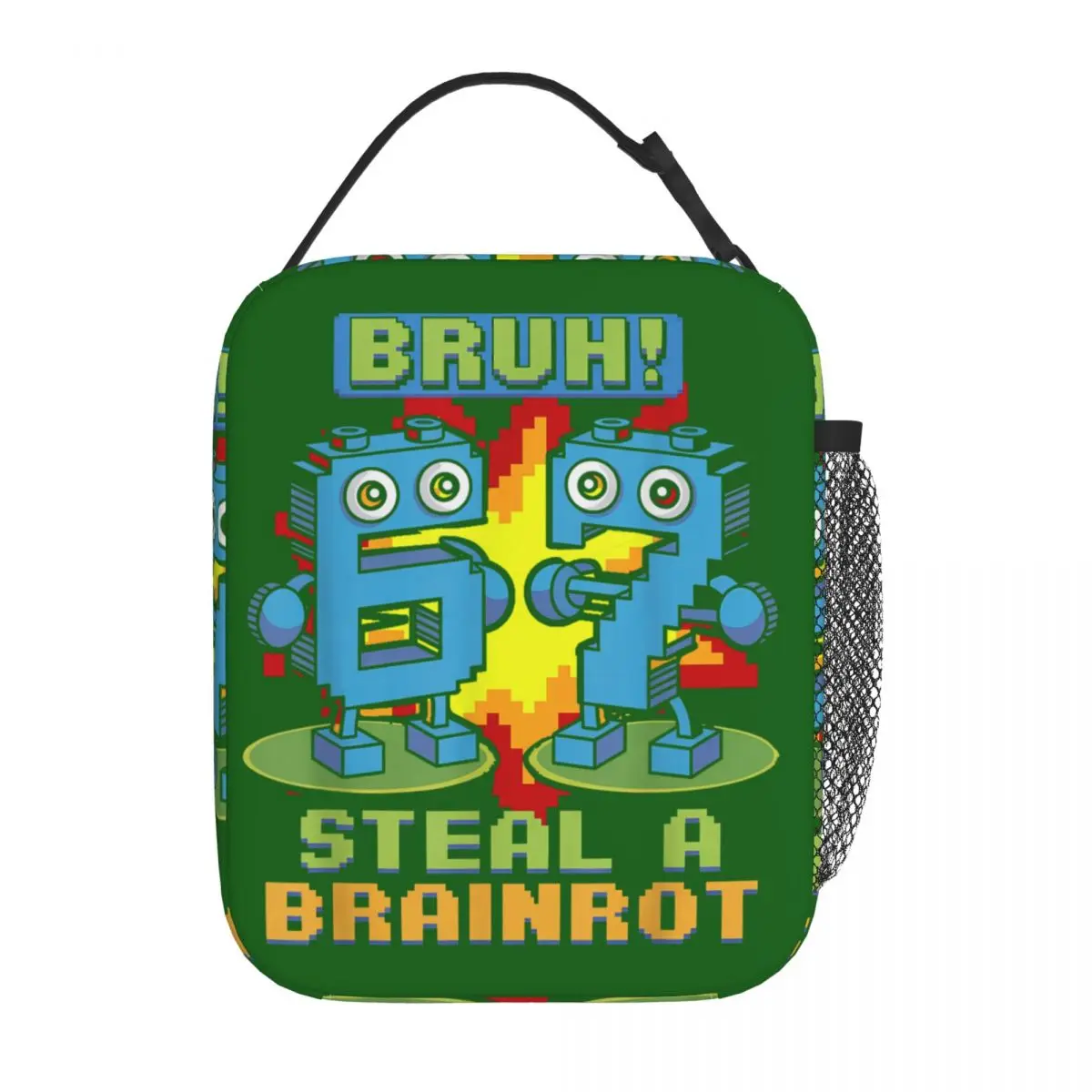 Bruh Steal A Brainrot 67 Six Seven Funny Brainrot Meme Insulated Lunch Bags Thermal Bag  Meal Container Tote Lunch Box Girl Boy
