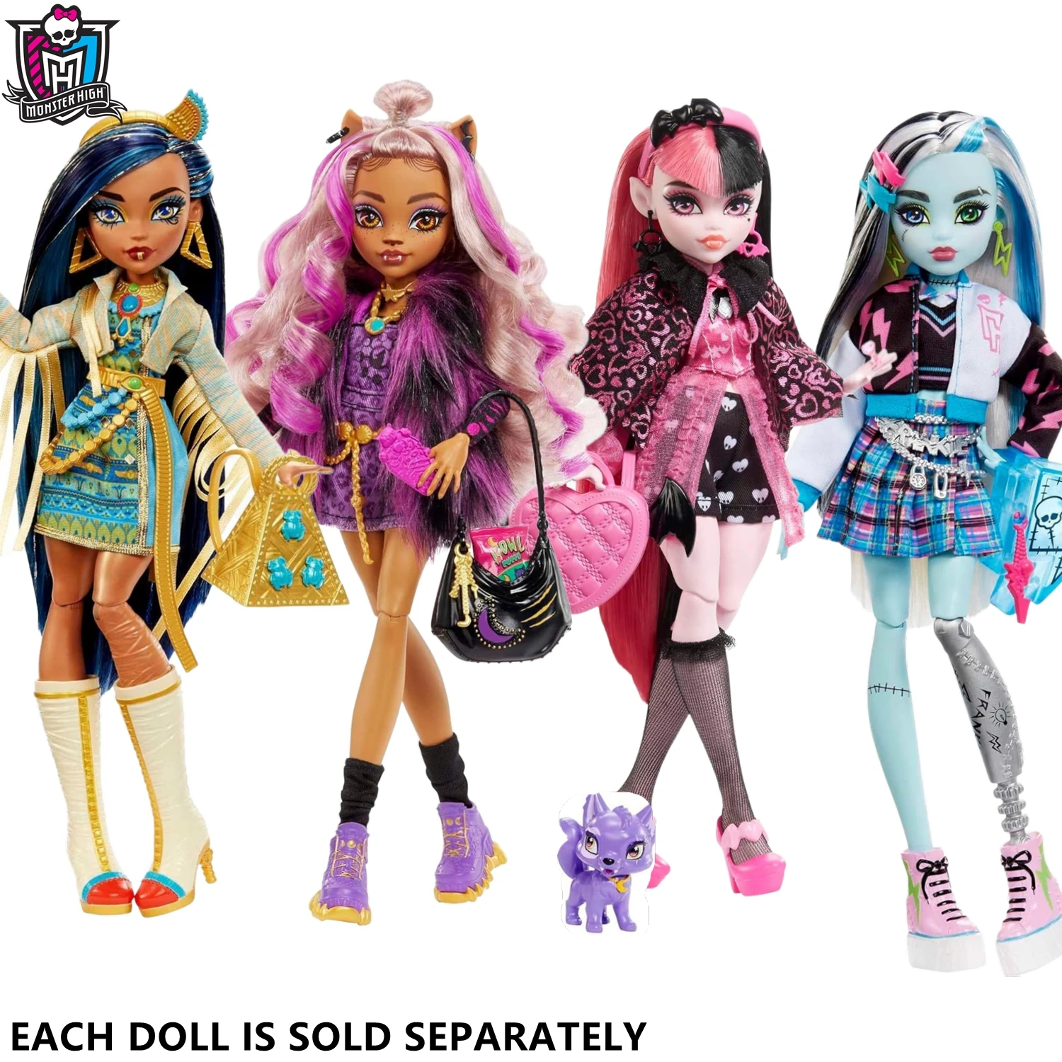 2025 Original Mattel Monster High Dráculaura Clawdeen Wolf Cleo De Nilo muñecas para niñas con accesorios mascotas Monsterhigh juguetes