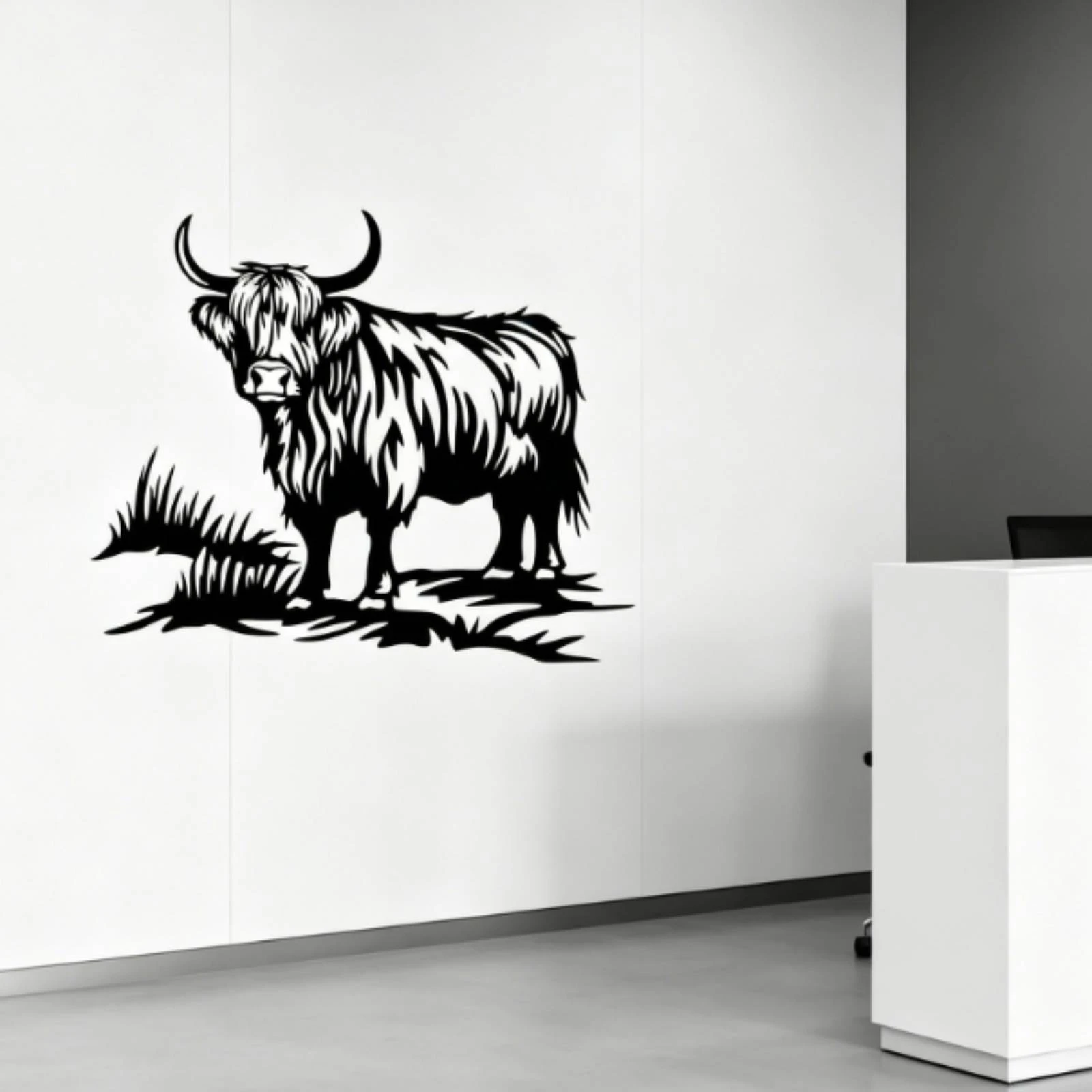

Highland Cow Outline Metal Art Grass Design Shaggy Cow Wall Decoration Farmhouse Lightweight