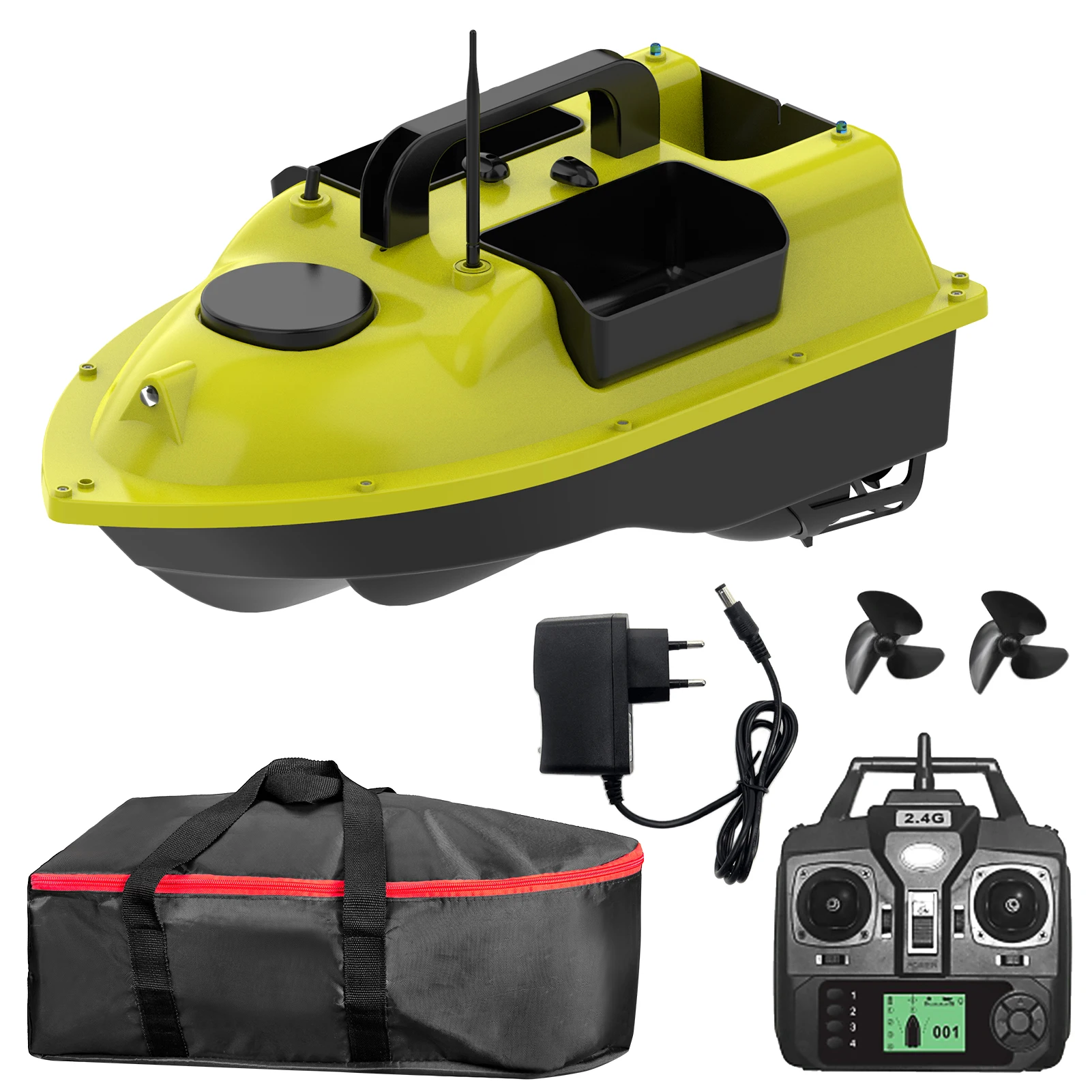 GPS Fishing Bait Boat with 3 Bait Containers Anti-Lost Automatic Bait Boat with 400-500M Remote Range 10000mAh Battery