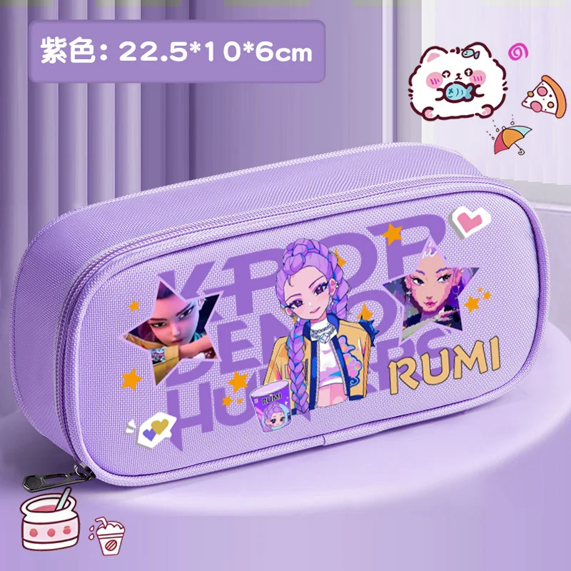 New K-Pop Demon Hunters Pencil Case Cute Large-Capacity Three-Layer Stationery Case Middle School Girl Gift