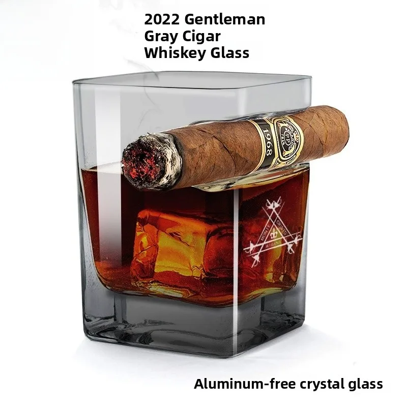 

Стеклянный стакан для виски Monte Crystal с держателем для сигар, прозрачный дизайн, для любителей сигар