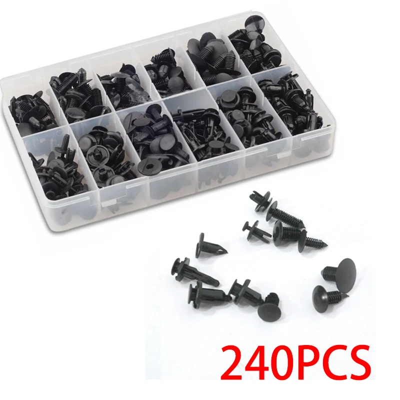 240pcs Panel Clip Fasteners Automotive Body Plastic Snap Fastener Car Mixed Door Trim Auto Bumper Rivet Kit