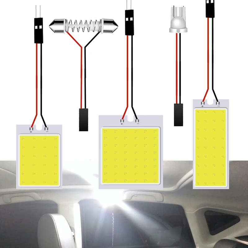 4pcs T10 W5W C5W LED Bulb Festoon 24LED 48SMD 36mm 39mm 12V COB 7000K Super Bright White Car Interior Reading Dome Trunk Light