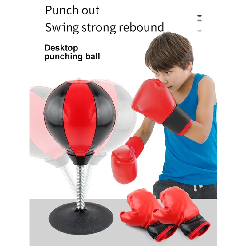 Desktop Suction Punching Bag Inflatable Desktop Boxing Bag With Gloves Stress Relief Ball Decompression Toys